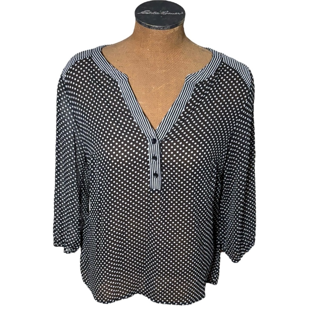 Zac & Rachel Black and White Polka Dot Women's Top Size M